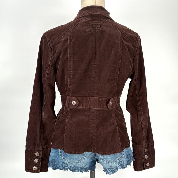 Y2K Tommy Hilfiger Women’s Corduroy Blazer Jacket Size Medium Dark Brown - Picture 3 of 10